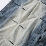 Trendy Designer Baggy Pleated Denim Wide Leg Jeans