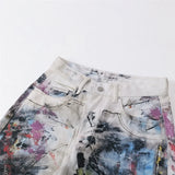 Artistic Vintage Washed Splatter Paint Jeans