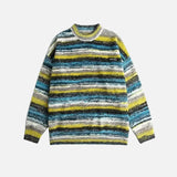 Retro Gradient Embroidery Round Neck Knit Sweater