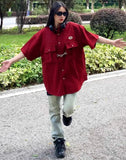 Elevated Retro Waffle Hip Hop Lapel Short Sleeve Shirt