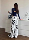 Elastic High Waist Hearts Jogging Pants
