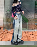 Retro Gradient Patchwork Casual Denim Jeans