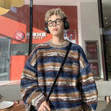 Retro Gradient Embroidery Round Neck Knit Sweater