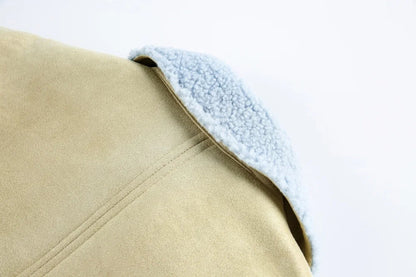 Vintage Cartoon Cat Print Sherpa Faux Fur Jacket