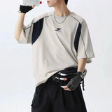 Breathable Contrast Embroidery Short Sleeve T-Shirt