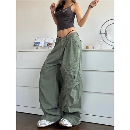 StreCool etear High Quality Green Wide Leg Bggy Jeans