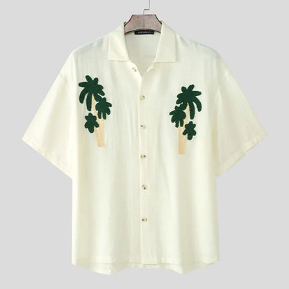 Cozy Patchwork Lapel Short Sleeve Shirt