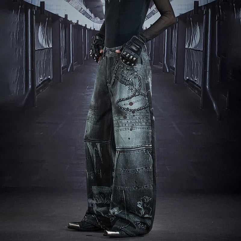 Streetwear High Quality Personalized 3D Printed Jeans