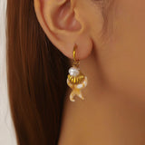 Golden Sea Star Scallop Pearl Earring