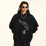 Animal Big Print Cat Graphic Hoodie