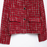 Vintage Red Turn-Down Collar Lapel Jacket