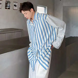 High-Quality Satin Stripe Splicing Long Sleeve Shirt
