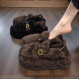 Chunky Fur Lined Platform Loafer Shoes