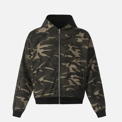 Double Sided Camouflage Zipper Hooded Sweatshirt