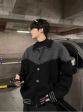 Men's Black Colorful Retro Knit Sweater