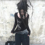 Gothic Grunge Aesthetic Irregular Tattoo T-Shirt