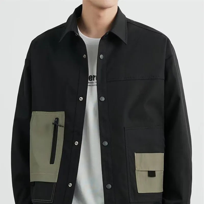 Work Black Color block Jacket
