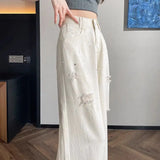 Diamond White Breathable Wide Leg Jeans