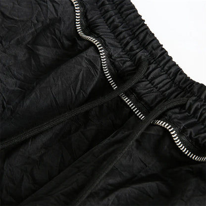 Solid Black Drawstring Shorts