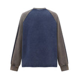 Retro Distressed Print Loose Crew Long Sleeve T-Shirt