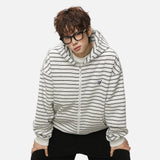 Y2K Embroidered Oversized Striped Hooded Sweatshirt