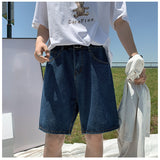 Mid-waist Blue Denim Shorts