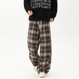 Effortless Checkered Wide Leg Casual Jogger
