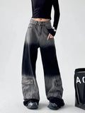 Vintage Black Grey Baggy Wide Jeans