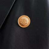 Trendy European Style Classic Suit Leather Coat