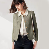 Woman Elegant Korean Tweed Crop Cardigan
