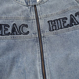 Detachable Sleeve Zip-up Denim Jacket