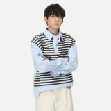 Classic Striped Fake Two Piece College Style Shirt
