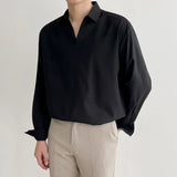 Classic Cool Luxury Korean V-Neck Slim Long Sleeve Shirt