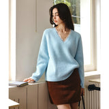 Elegant French Lace V-Neck Collar Knit Sweater