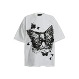Y2K Stylish Urban Sweet Cat Print Cotton T-Shirt