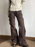 Brown Slim Flare Cargo Jeans