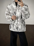 Winter Tie-Dye Stand-Collar Faux Fur Jacket