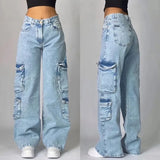 Washed Baggy High Waist Wide Jeans