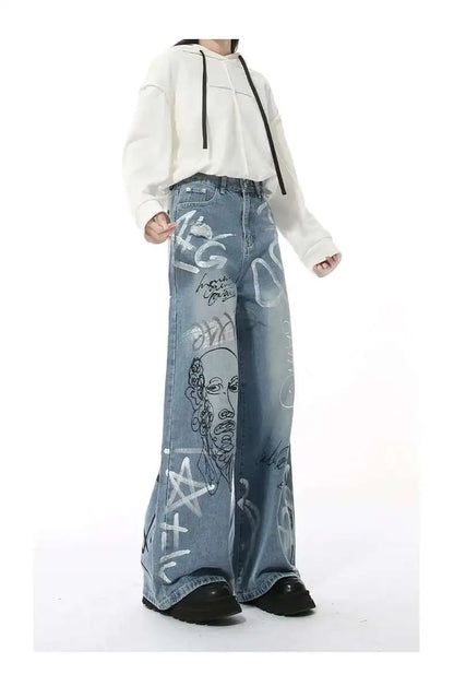 Essential Hand-Painted Scrawl Denim Jeans
