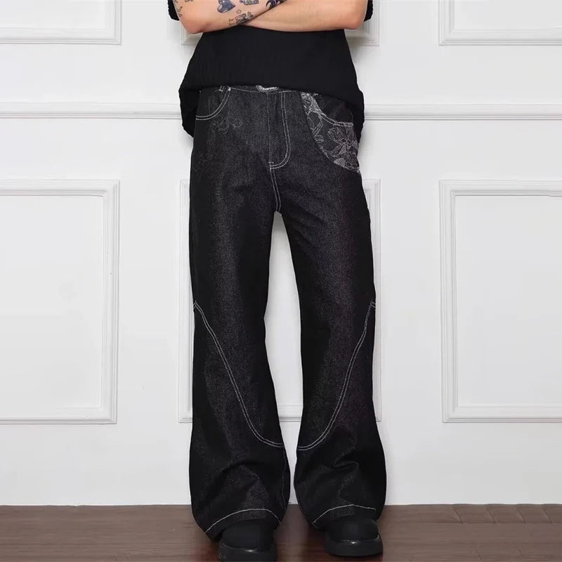 Vintage Gothic Jacquard Printed Cool Jeans