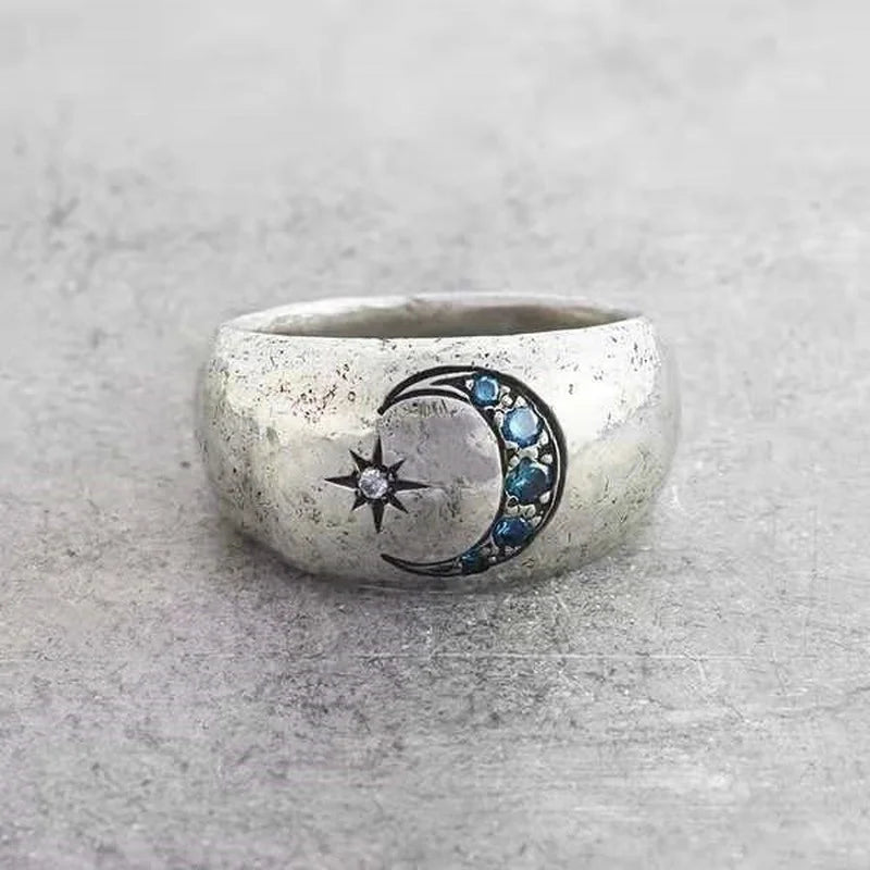 Vintage Silver Moon Sun Ring