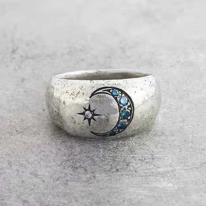 Vintage Silver Moon Sun Ring