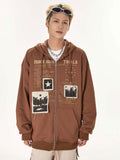 Y2K Retro Patches Letter Print Hoodie