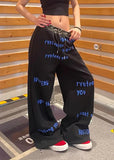 Streetweear Letter Print Baggy Wide Leg Sweatpants