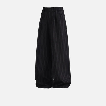 Old Money Style Stripe Wide Leg Suit Pants