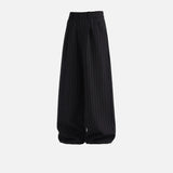 Old Money Style Stripe Wide Leg Suit Pants