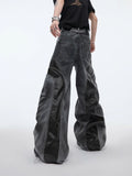 Y2K Vintage Black Cyber PU Leather Jeans