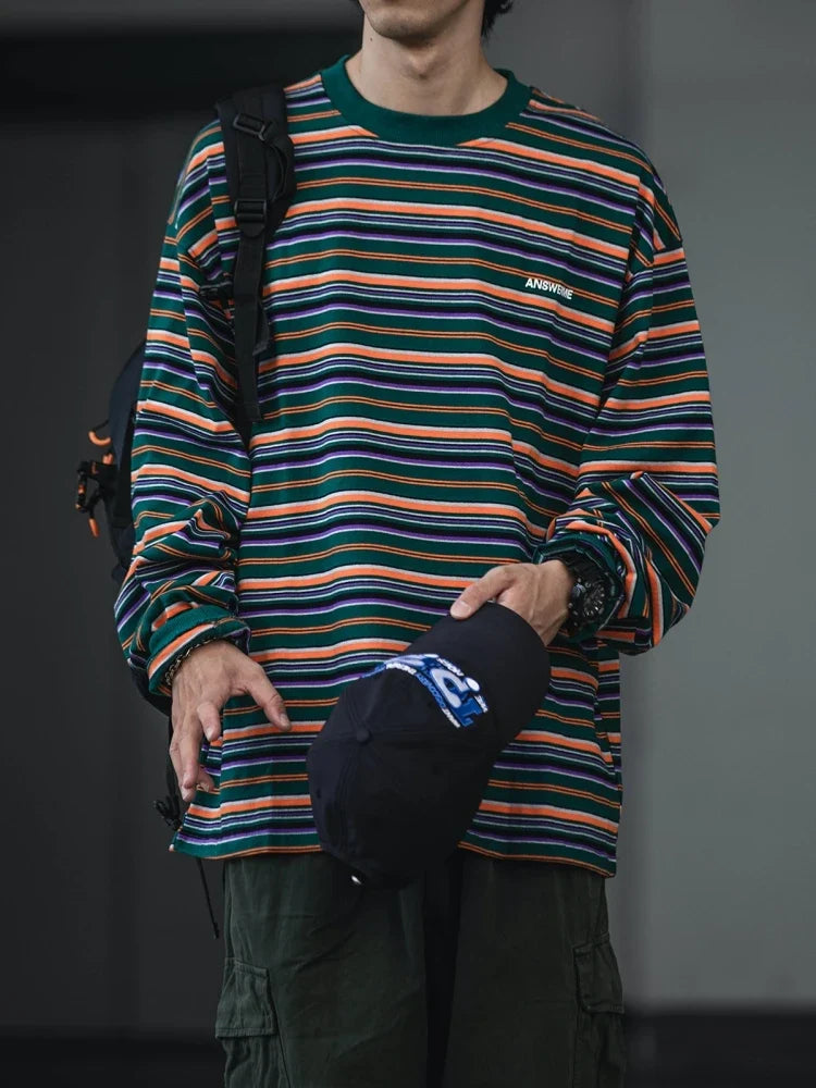 Retro Striped Casual Fit Long Sleeve T-Shirt