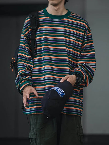 Retro Striped Casual Fit Long Sleeve T-Shirt