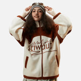 Flaming Stand Collar Varsity Jacket